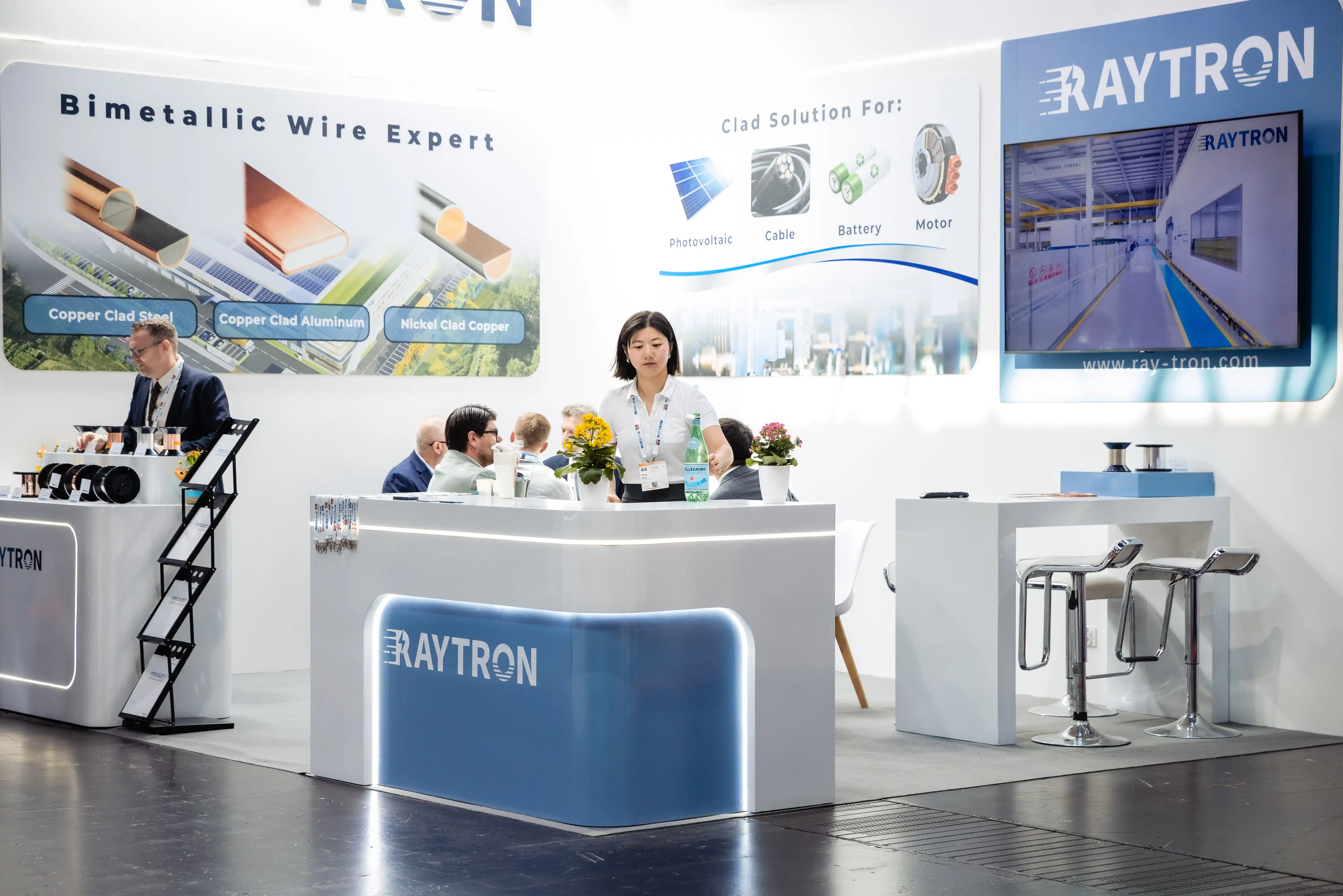 RAYTRON team group photo at Wire Düsseldorf 2025 booth